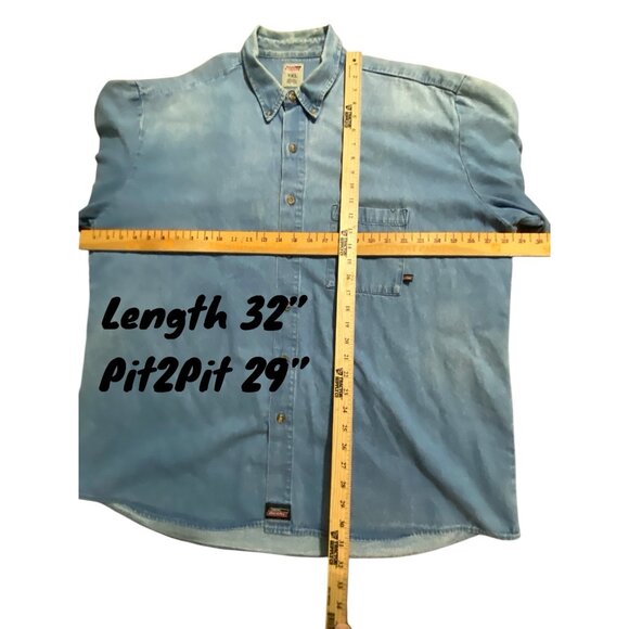 Dickies Short Sleeve Workwear Shirt Men's Size 3XL Faded Blue Denim Button-up - Picture 2 of 11